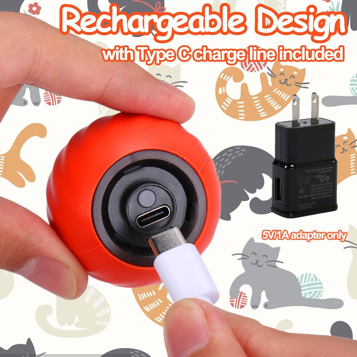 Mity rain Interactive Cat Toy Ball, Rechargeable Cat Toys for Indoor Cats